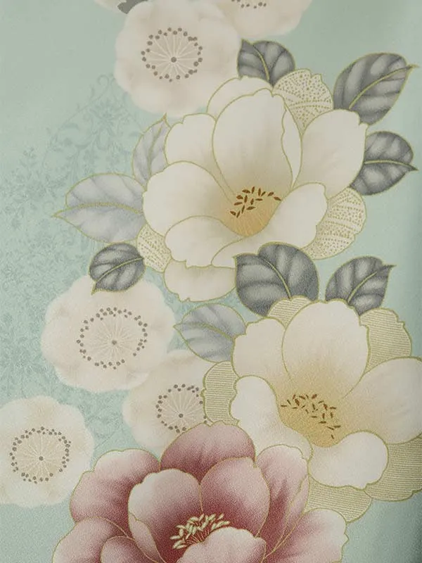 小学校卒業式ジュニア袴女0203 水色 ピンク 椿