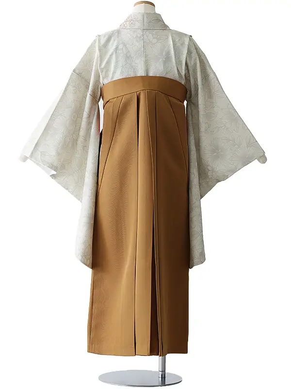 小学校卒業式ジュニア袴女0204 アイボリー 花模様