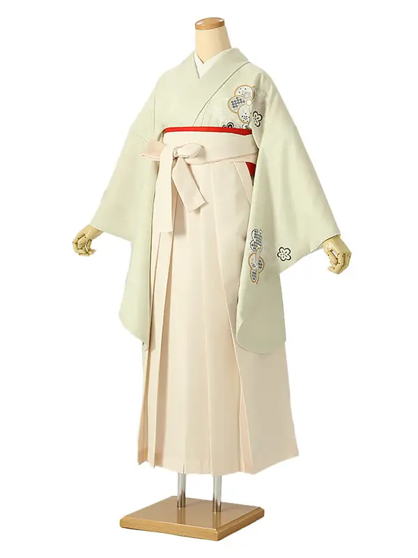 小学校卒業式ジュニア袴女0205 黄緑 梅 松