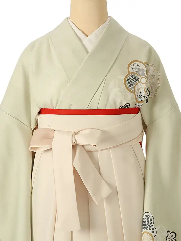 小学校卒業式ジュニア袴女0205 黄緑 梅 松