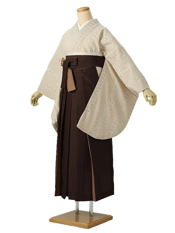 小学校卒業式ジュニア袴女0206 ベージュ レース