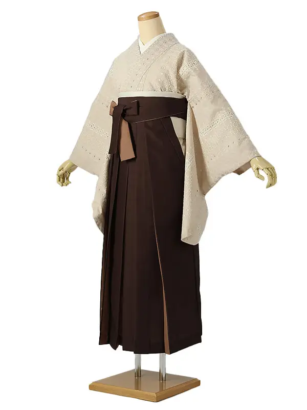 小学校卒業式ジュニア袴女0206 ベージュ レース