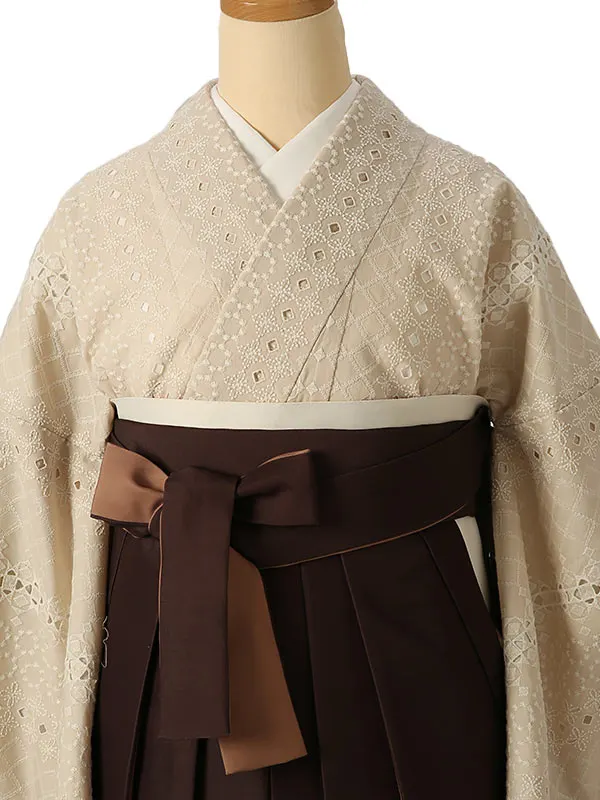 小学校卒業式ジュニア袴女0206 ベージュ レース