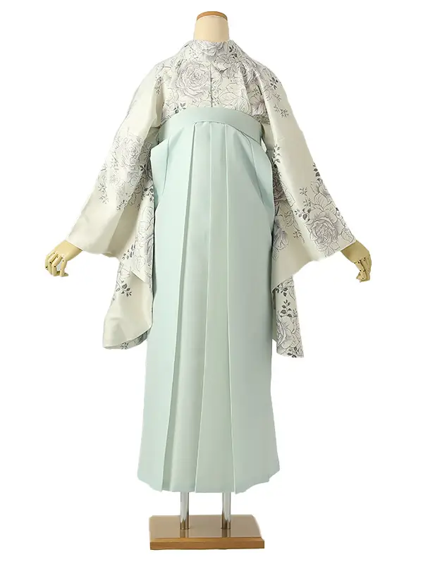 小学校卒業式ジュニア袴女0208 アイボリー 薄紫 薔薇