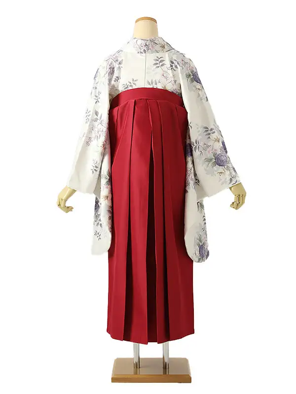 小学校卒業式ジュニア袴女0213 白 紫 薔薇 百合