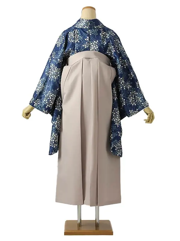 小学校卒業式ジュニア袴女0216 青 小花模様