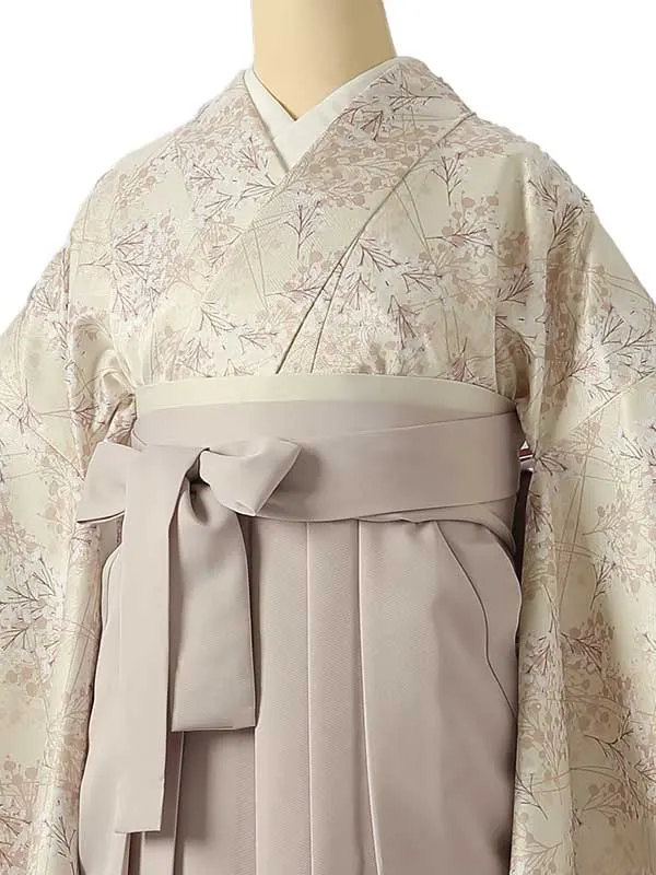 小学校卒業式ジュニア袴女0218 アイボリー 小花模様