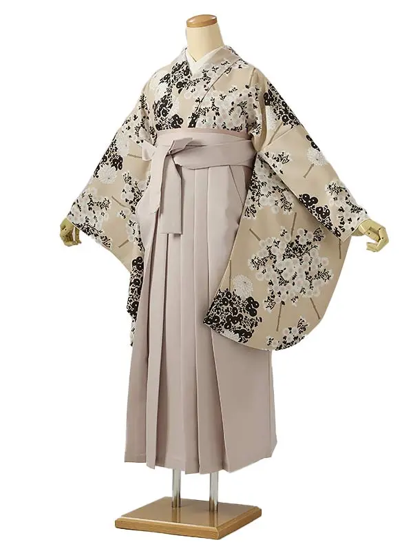 小学校卒業式ジュニア袴女0222 コーラルピンク 小花模様