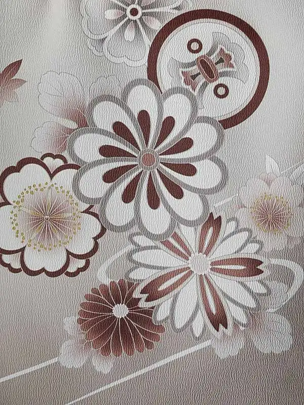 訪問着(夏)0007 淡茶 雪輪 菊