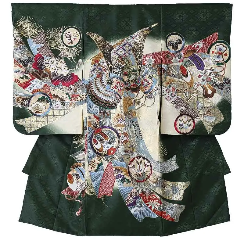 男児産着(夏)0055 濃緑 兜 熨斗