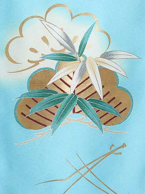 男児産着(夏)0056 水色 兜 松