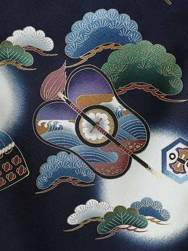 男児産着(夏)0060 紺 兜 松 宝船