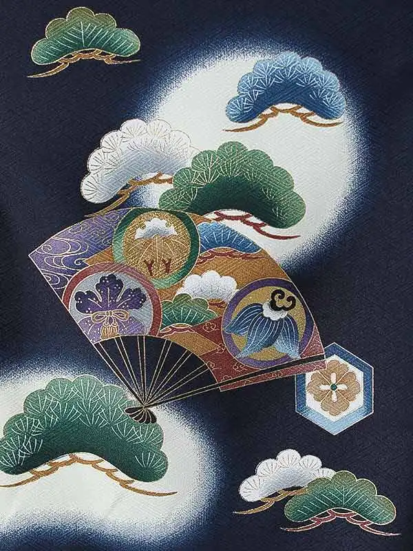 男児産着(夏)0060 紺 兜 松 宝船