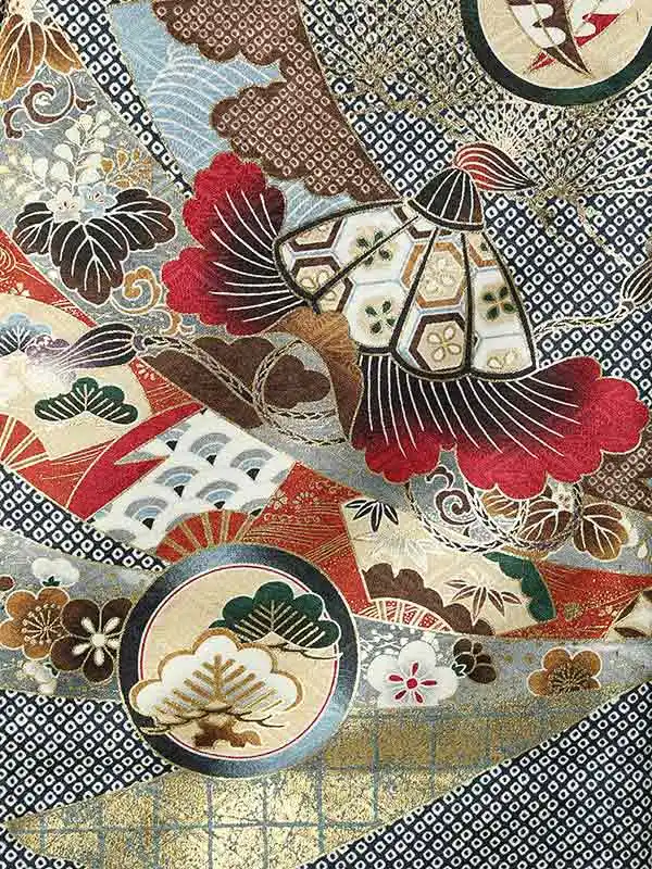 男児産着(夏)0069 紺 鷹 熨斗 絞り柄