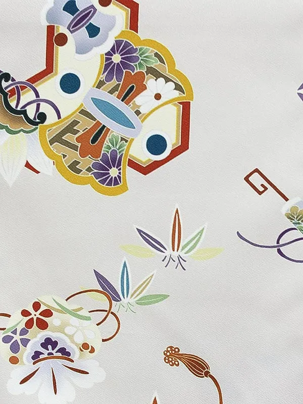 男児産着(夏)0070 薄グレー 御所車 小鎚