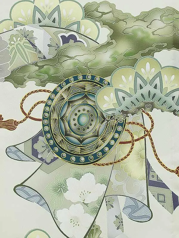 男児産着(夏)0073 アイボリー 鷹 松 勾玉