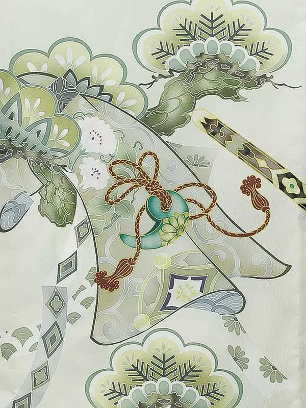 男児産着(夏)0073 アイボリー 鷹 松 勾玉