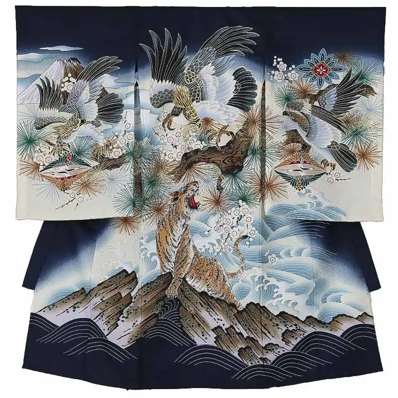 男児産着(夏)0083 紺 鷹 虎 松