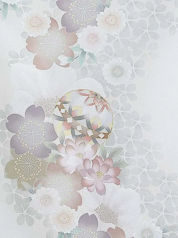 女児産着(夏)0035 オフホワイト 鞠 花模様