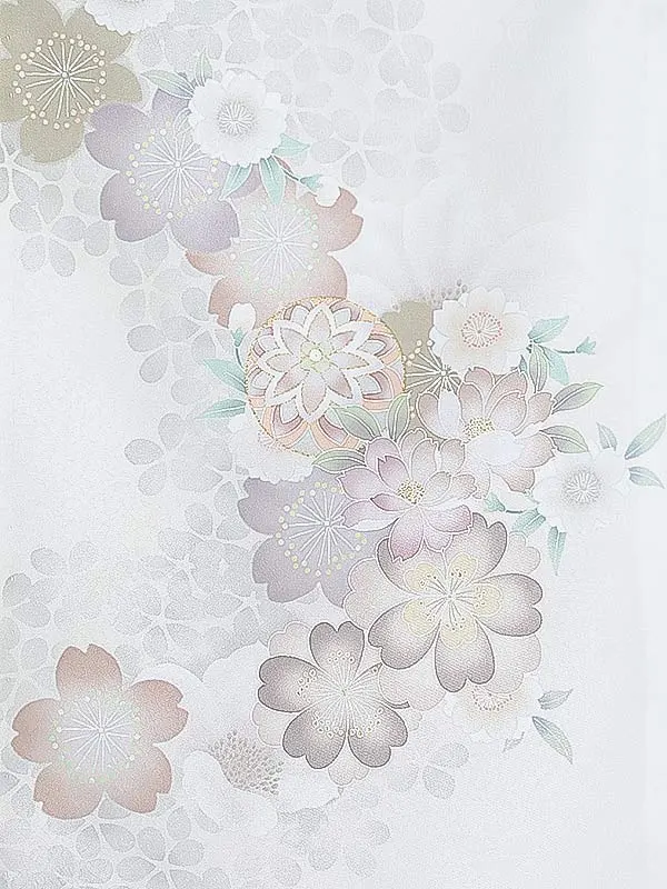 女児産着(夏)0035 オフホワイト 鞠 花模様