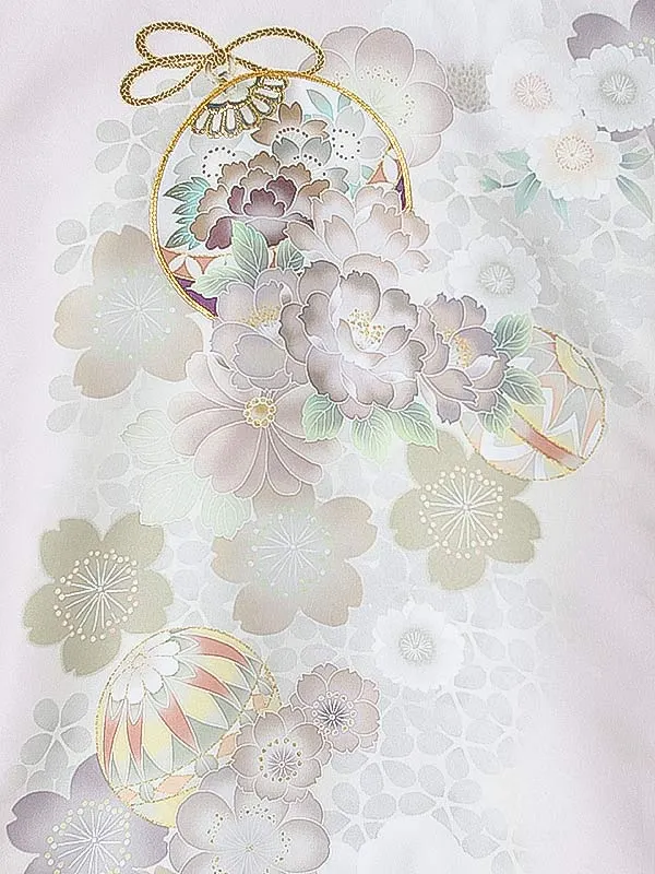 女児産着(夏)0036 薄ピンク 鞠 花模様