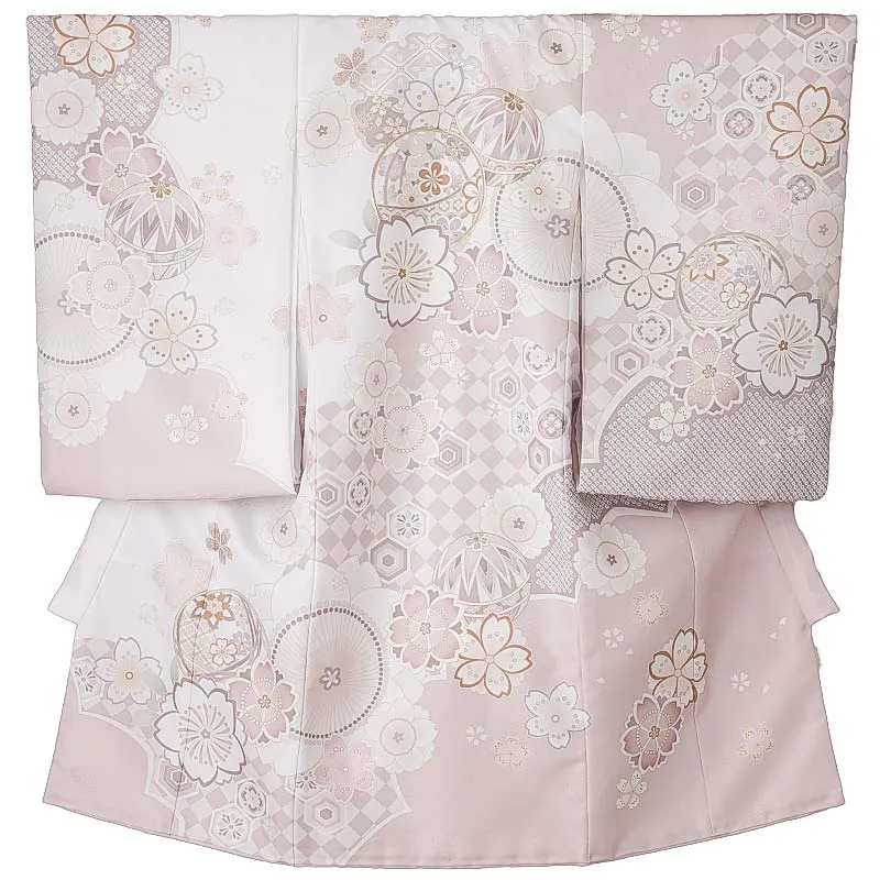 女児産着(夏)0043 ピンク 鞠 桜 くすみ