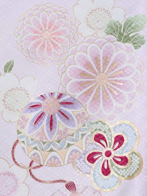女児産着(夏)0046 ピンク 鞠 菊 花模様