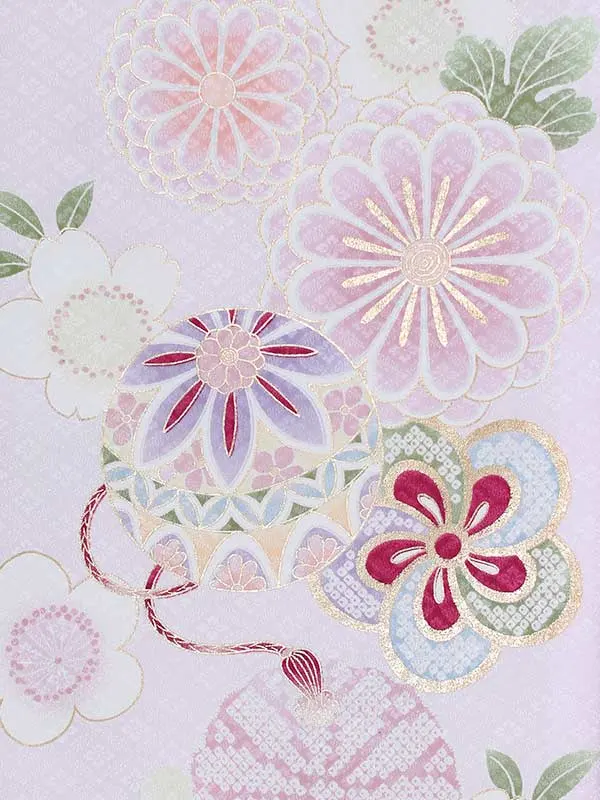 女児産着(夏)0046 ピンク 鞠 菊 花模様