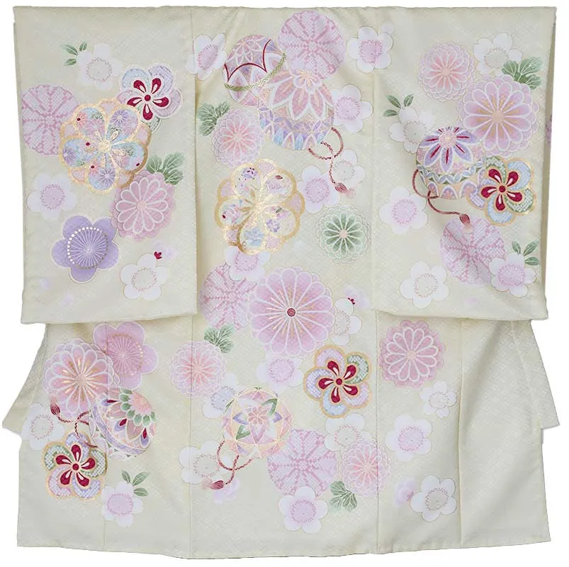 女児産着(夏)0048 黄 鞠 菊 花模様