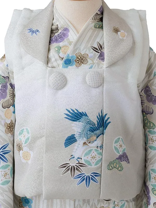 ベビー着物（男）0018  被布 セパレート ベージュ 鷹