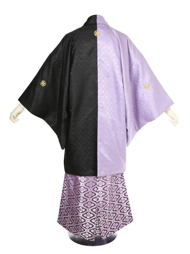 男性用袴黒紫ハーフ6/銀亀甲柄紫336-L
