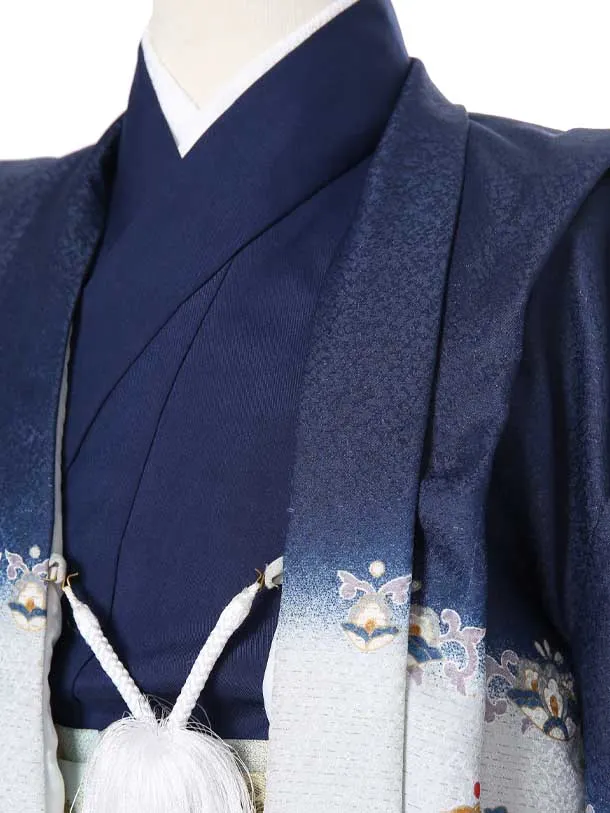 かんたん着物七五三（5歳男袴）レ328紺兜鷹に通し