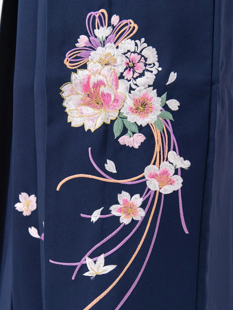 レンタル 卒業袴 二尺袖 0330 「緑麻の葉」×紺色刺繍袴