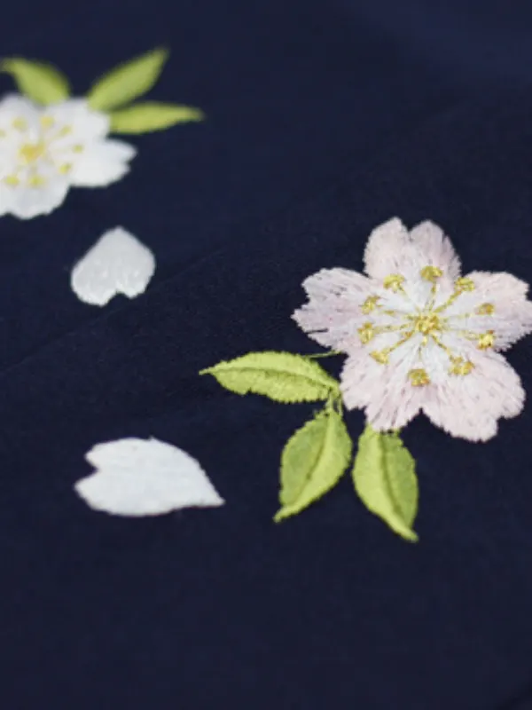 レンタル 卒業袴 二尺袖 0330 「緑麻の葉」×紺色刺繍袴