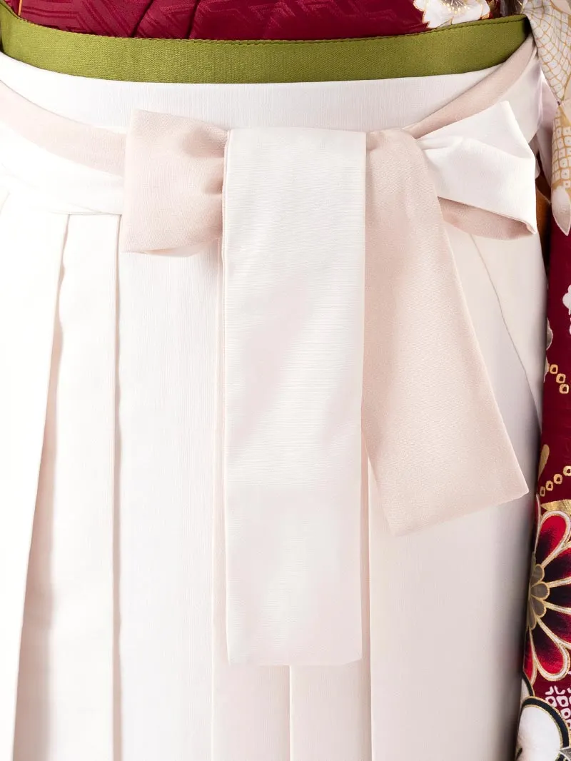 レンタル 卒業袴 二尺袖 0405  「ボルドー  牡丹 菊 梅 桜」アイボリー