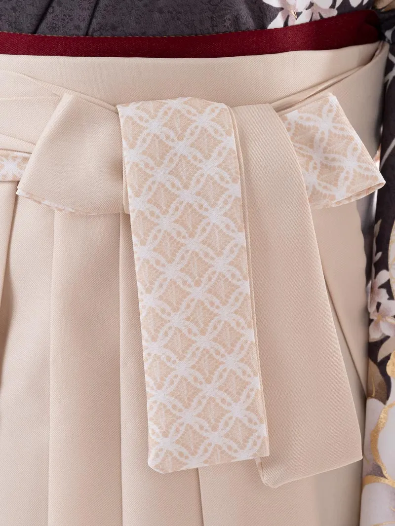 レンタル 卒業袴 二尺袖 0411  「牡丹 百合」アイボリー