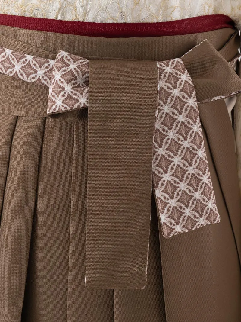  卒業袴 二尺袖 0414  「レース」 ×レースプリント袴モカブラウン