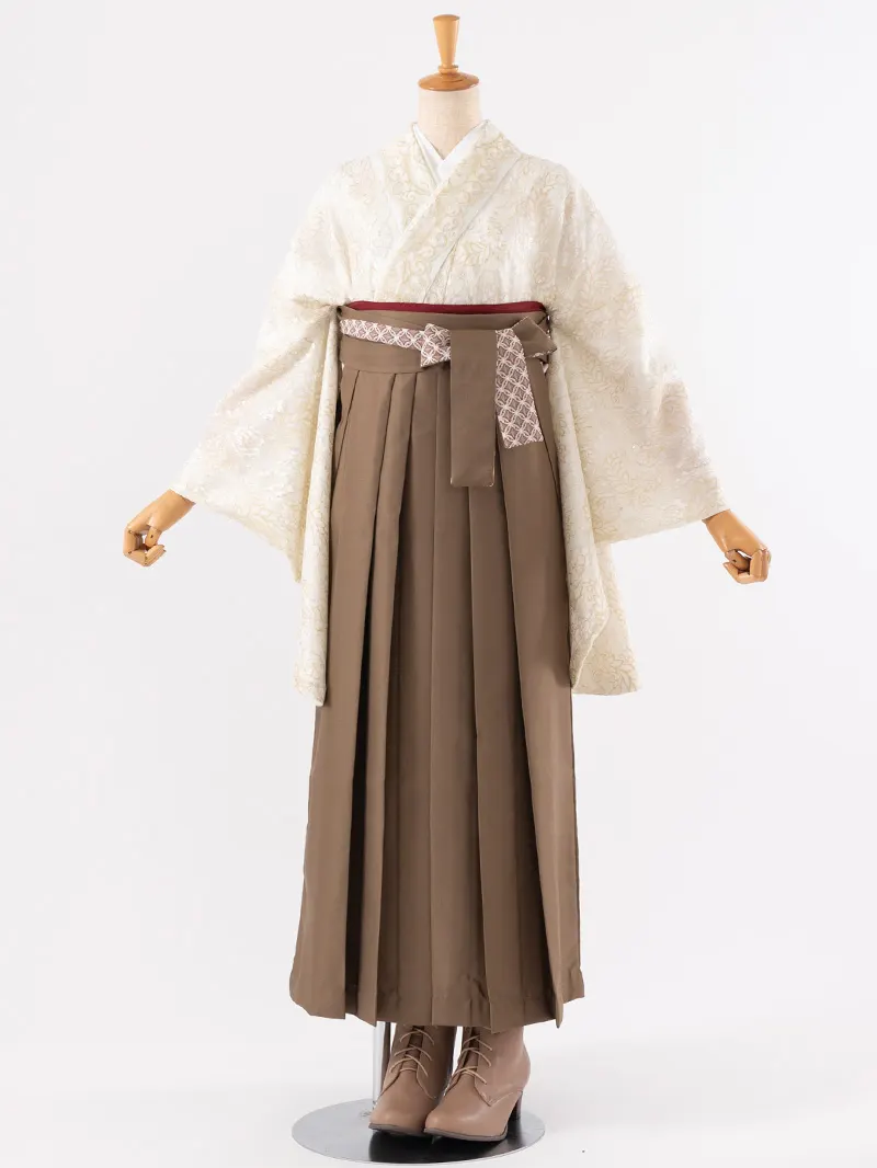  卒業袴 二尺袖 0414  「レース」 ×レースプリント袴モカブラウン