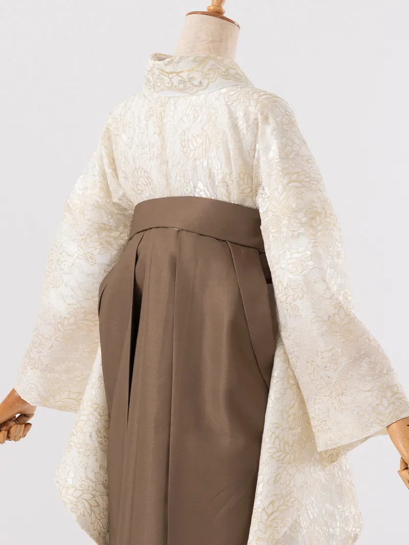  卒業袴 二尺袖 0414  「レース」 ×レースプリント袴モカブラウン