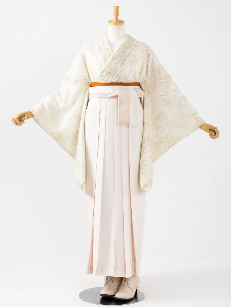  卒業袴 二尺袖 0419  「レース」 ×バイカラー袴アイボリー