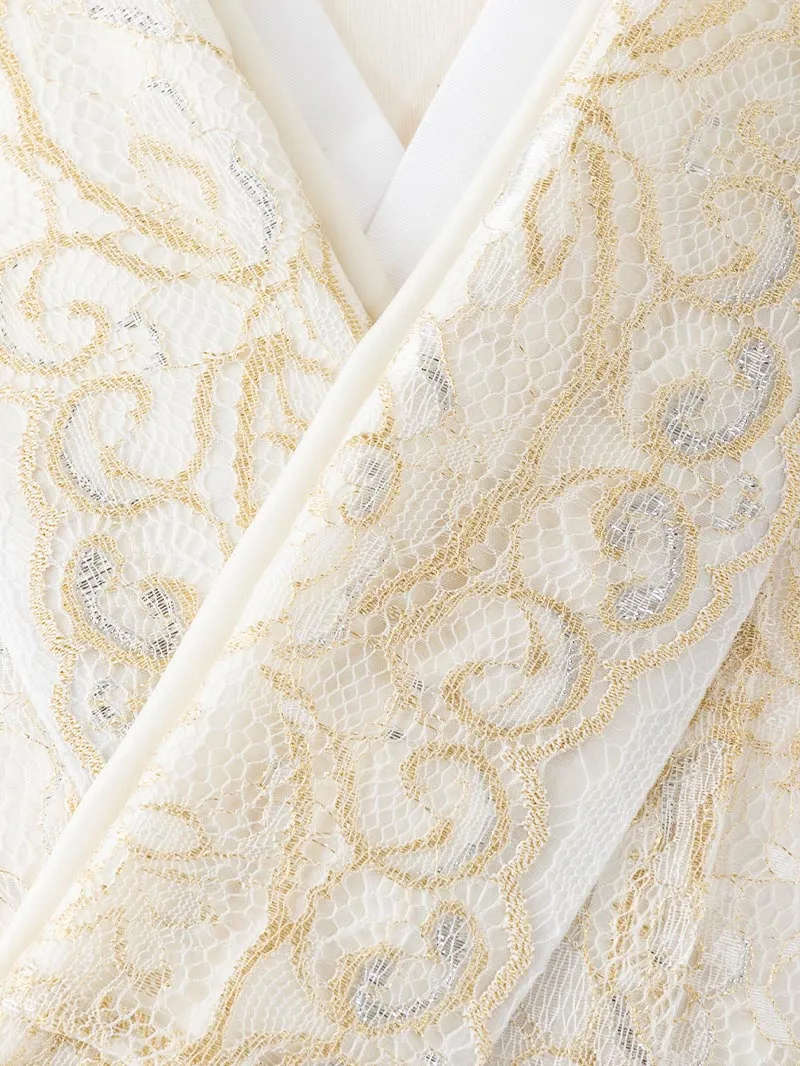  卒業袴 二尺袖 0419  「レース」 ×バイカラー袴アイボリー