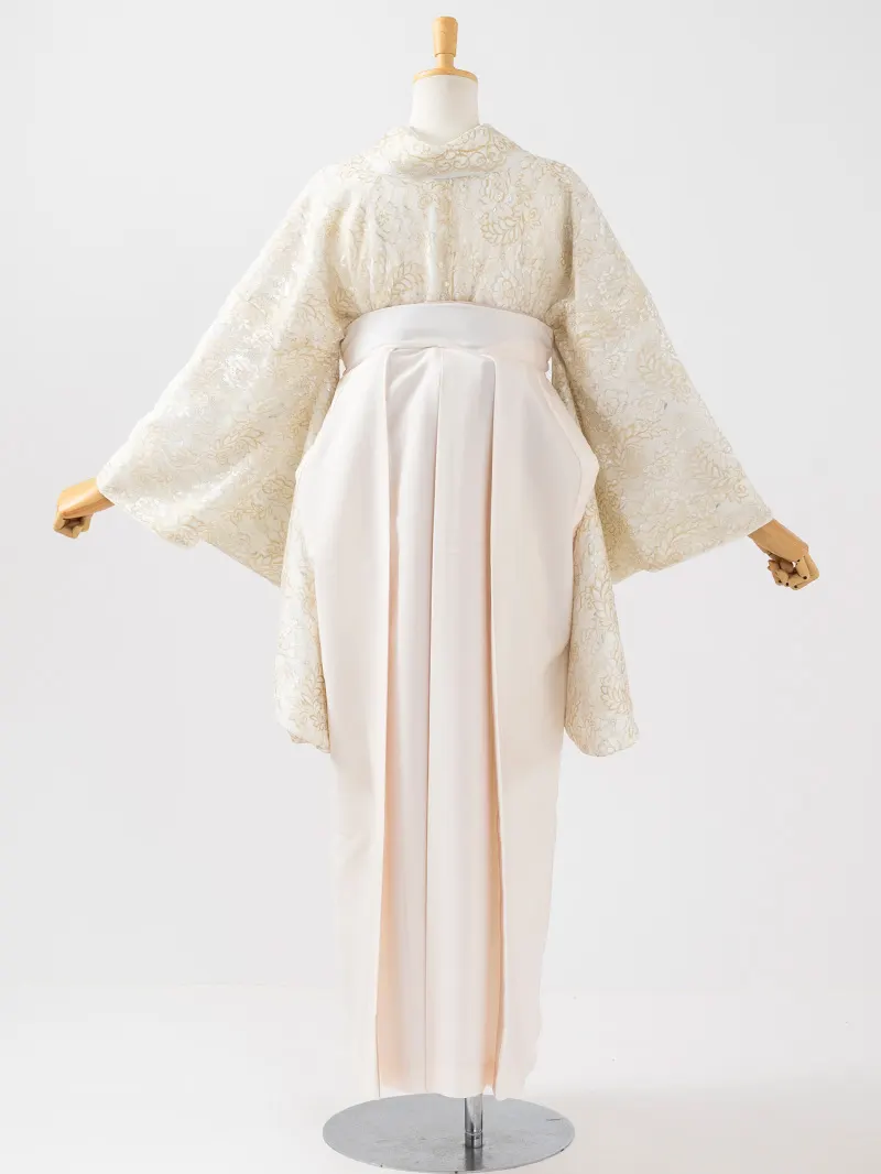  卒業袴 二尺袖 0419  「レース」 ×バイカラー袴アイボリー