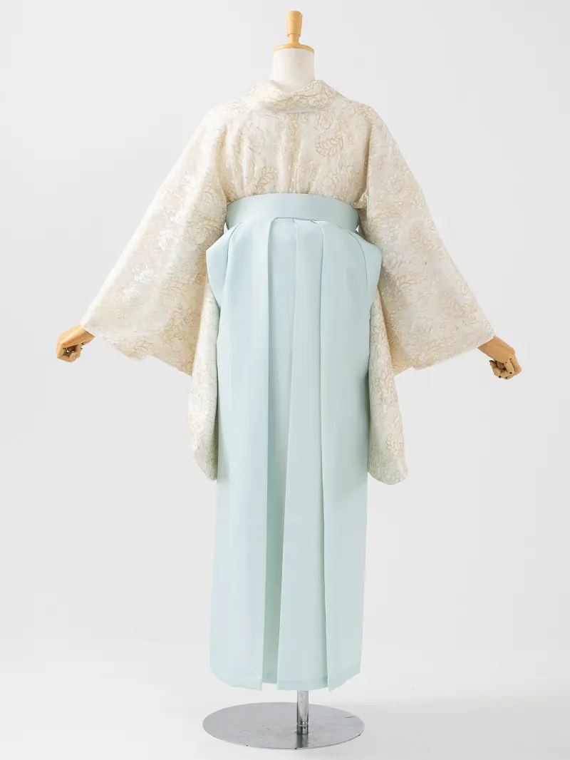  卒業袴 二尺袖 0420  「レース」 ×バイカラー袴ミント