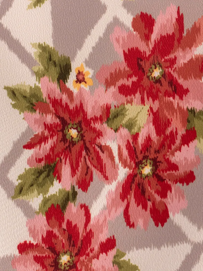 レンタル 卒業袴 二尺袖 0680 白市松にマーガレット＆刺繍袴えんじ