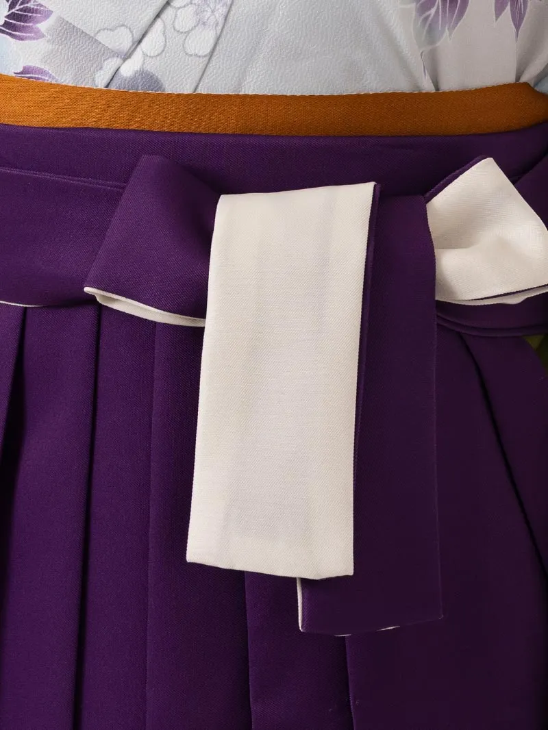 卒業袴 二尺袖 0708  「グレー地に芍薬と桜」ボカシバイカラー紫