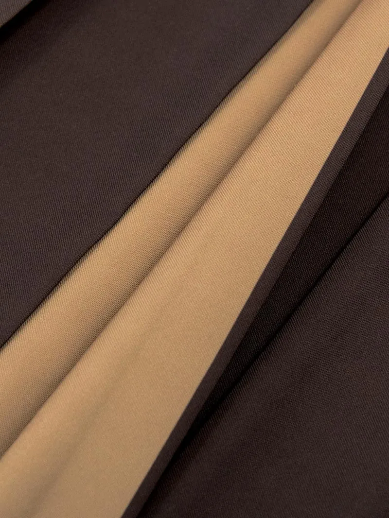 卒業袴 二尺袖 0715  「黒地に牡丹」バイカラー袴ブラウン