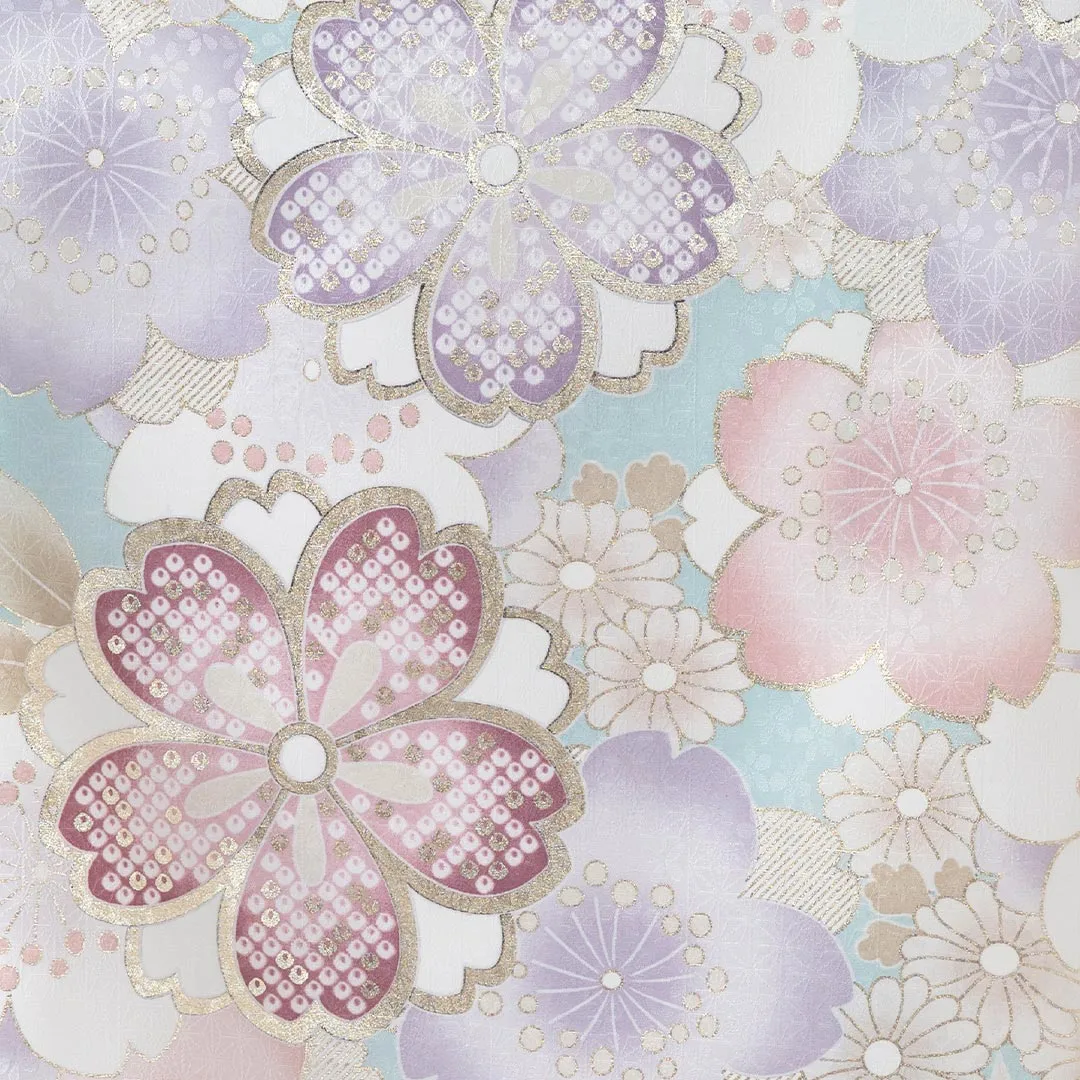 お宮参り 女の子 産着 レンタル 040 「水色 桜」 女児