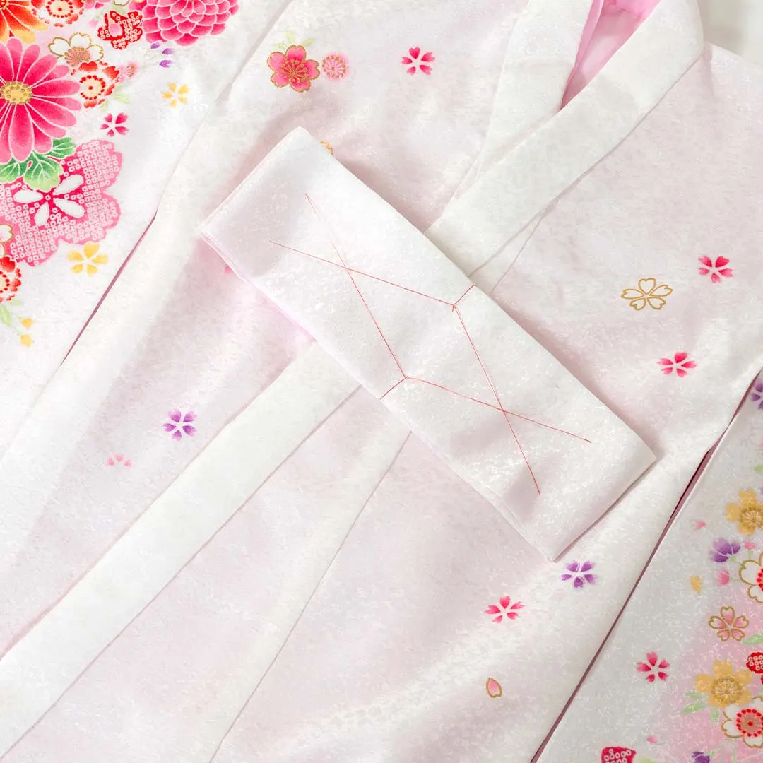 お宮参り 女の子 産着 レンタル 043 「白 鞠と花」 女児