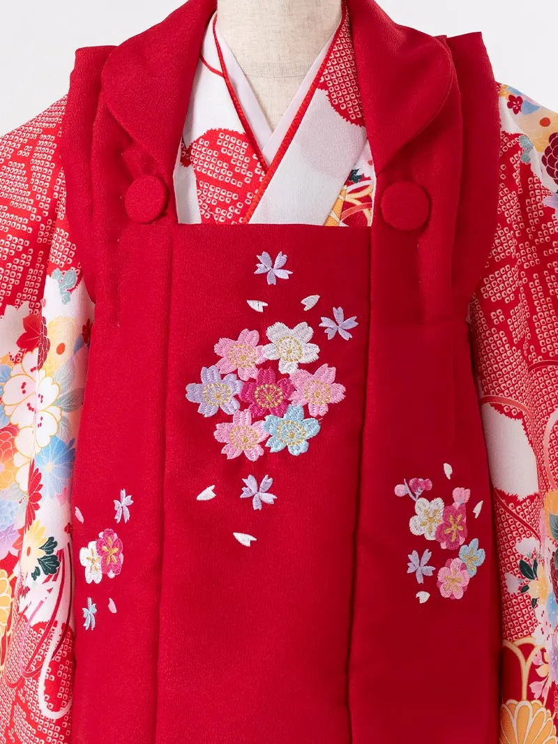 七五三(3歳女被布)3155 白地に雲取り菊と桜