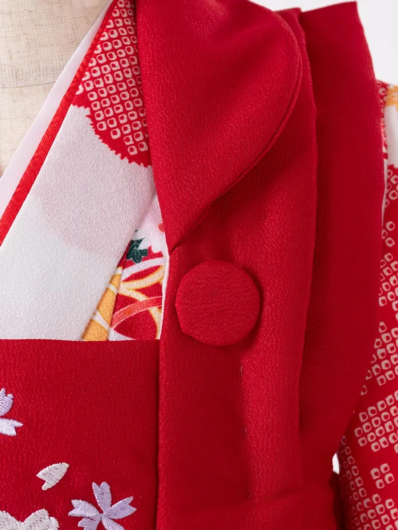 七五三(3歳女被布)3155 白地に雲取り菊と桜